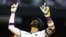 Lourdes Gurriel Jr. celebra un hit contra los Rangers de Texas. (Mark J. Rebilas-USA TODAY Sports)