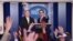 Los secretarios de Estado,Mike Pompeo, y Tesoro, Steven Mnuchin, anuncian a la prensa las sanciones contra Irán.
