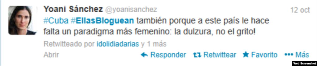 Yoani Sánchez convoca a través de las redes a evento #ellasbloguean.