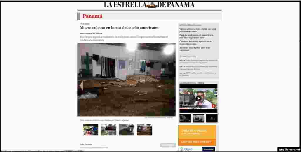 El diario "La estrella" informó el martes 5 de enero de 2015 la muerte de un cubano por afecciones respiratorias en Paso Canoas, Panamá.